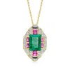 Ross-simons Emerald And Multi-gemstone Pendant Necklace In 18kt Gold Over Sterling In Multi