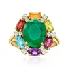 Ross-simons Emerald And Multi-gemstone Ring In 18kt Gold Over Sterling In Green