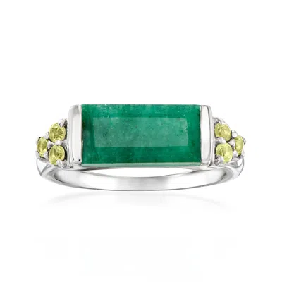 Ross-simons Emerald And . Peridot Ring In Sterling Silver In Metallic
