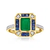 Ross-simons Emerald And . Sapphire Ring With . Diamonds In 14kt Yellow Gold In Green