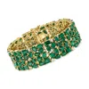 Ross-simons Emerald And White Topaz Bracelet In 18kt Gold Over Sterling In Multi
