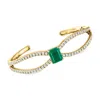 Ross-simons Emerald And White Topaz Cuff Bracelet In 18kt Gold Over Sterling In Gold