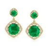 Ross-simons Emerald And White Topaz Drop Earrings In 18kt Gold Over Sterling In Green