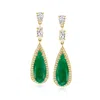 Ross-simons Emerald And White Topaz Drop Earrings In 18kt Gold Over Sterling In Brown