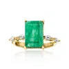 Ross-simons Emerald And . White Topaz Ring In 18kt Gold Over Sterling In Green