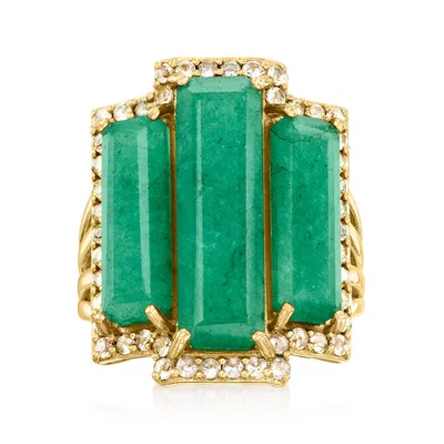 Ross-simons Emerald And . White Topaz Ring In 18kt Gold Over Sterling In Green