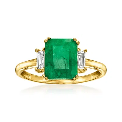 Ross-simons Emerald And . White Topaz Ring In 18kt Gold Over Sterling