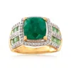 Ross-simons Emerald And . White Topaz Ring In 18kt Gold Over Sterling In Green