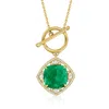 Ross-simons Emerald And . White Topaz Toggle Necklace In 18kt Gold Over Sterling In Multi