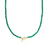 Ross-simons Emerald Bead Charm-compatible Toggle Necklace In 18kt Gold Over Sterling In Green