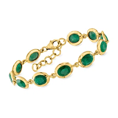 Ross-simons Emerald Bracelet With White Zircons In 18kt Gold Over Sterling In Multi