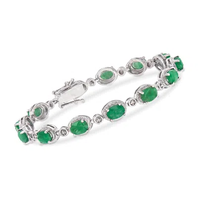 Ross-simons Emerald Bracelet In Sterling Silver In Multi