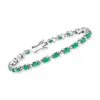 Ross-simons Emerald Bracelet With Diamond Accents In Sterling Silver In Multi