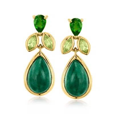 Ross-simons Emerald, . Chrome Diopside And . Peridot Drop Earrings In 18kt Gold Over Sterling In Multi
