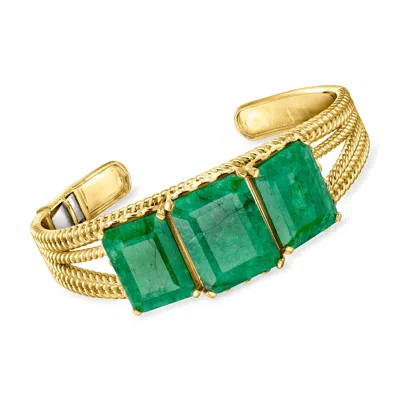 Ross-simons Emerald Cuff Bracelet In 18kt Gold Over Sterling In Multi