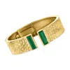 Ross-simons Emerald Cuff Bracelet In 18kt Gold Over Sterling
