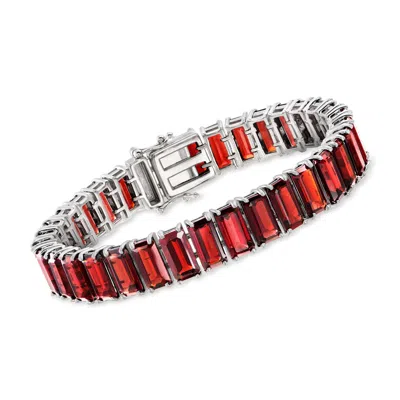 Ross-simons Emerald-cut Garnet Tennis Bracelet In Sterling Silver In Multi