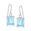 Ross-simons Emerald-cut Sky Blue Topaz Drop Earrings In Sterling Silver In Metallic