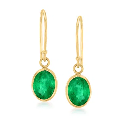 Ross-simons Emerald Drop Earrings In 14kt Yellow Gold In Green