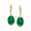 Ross-simons Emerald Drop Earrings In 18kt Gold Over Sterling In Green