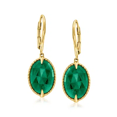 Ross-simons Emerald Drop Earrings In 18kt Gold Over Sterling In Green