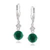 Ross-simons Emerald Drop Earrings With Diamond Accents In Sterling Silver In Green