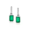 Ross-simons Emerald Drop Earrings With . Diamonds In Platinum In Green