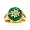 Ross-simons Emerald Flower Ring With Diamonds In 18kt Gold Over Sterling In Green