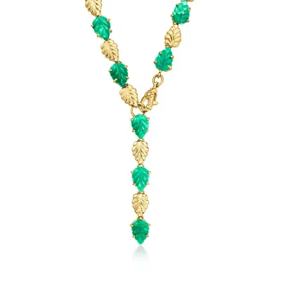 Ross-simons Emerald Leaf Y-necklace In 18kt Gold Over Sterling In Multi