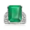 Ross-simons Emerald Multi-row Ring In Sterling Silver In Green