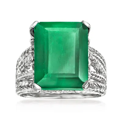 Ross-simons Emerald Multi-row Ring In Sterling Silver In Green