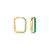 Ross-simons Emerald Paper Clip Link Hoop Earrings In 18kt Gold Over Sterling In Green