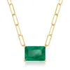 Ross-simons Emerald Paper Clip Link Necklace In 18kt Gold Over Sterling In Multi