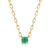 Ross-simons Emerald Paper Clip Link Necklace In 18kt Gold Over Sterling In Multi