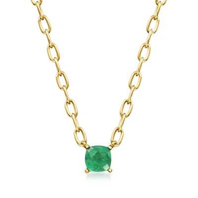 Ross-simons Emerald Paper Clip Link Necklace In 18kt Gold Over Sterling In Multi