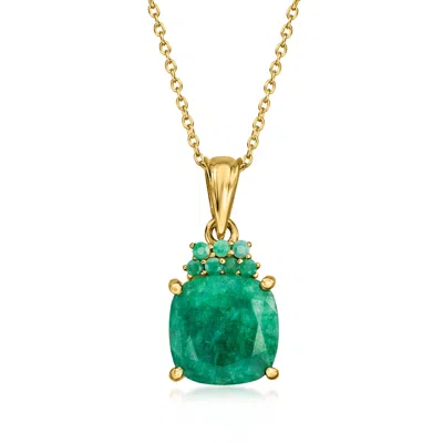 Ross-simons Emerald Pendant Necklace In 18kt Gold Over Sterling In Multi