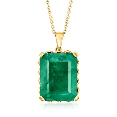 Ross-simons Emerald Pendant Necklace In 18kt Gold Over Sterling In Multi