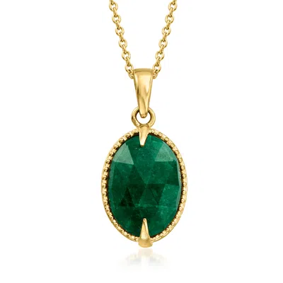 Ross-simons Emerald Pendant Necklace In 18kt Gold Over Sterling In Multi
