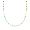 Ross-simons Emerald Reversible Paper Clip Link Necklace With Green Enamel In 18kt Gold Over Sterling In Multi