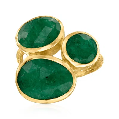 Ross-simons Emerald Ring In 18kt Gold Over Sterling In Green