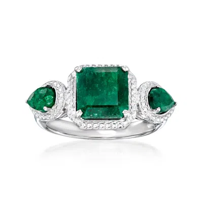 Ross-simons Emerald Ring In Sterling Silver In Green