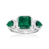Ross-simons Emerald Ring In Sterling Silver In Metallic