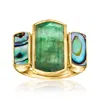 Ross-simons Emerald Ring With Abalone Shell In 18kt Gold Over Sterling