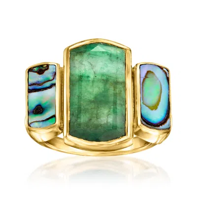 Ross-simons Emerald Ring With Abalone Shell In 18kt Gold Over Sterling In Green