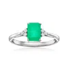 ROSS-SIMONS EMERALD RING WITH DIAMOND ACCENTS IN 14KT WHITE GOLD