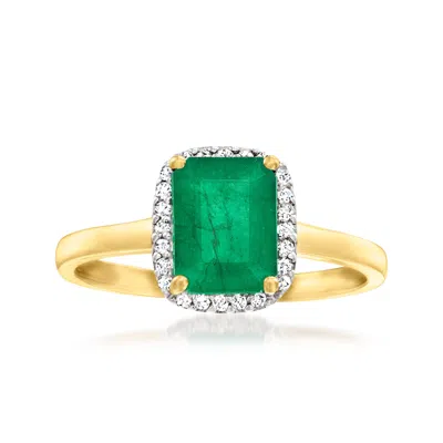 Ross-simons Emerald Ring With Diamond Accents In 14kt Yellow Gold In Green