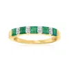 Ross-simons Emerald Ring With Diamond Accents In 18kt Gold Over Sterling In Green