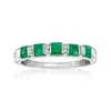 Ross-simons Emerald Ring With Diamond Accents In Sterling Silver In Green