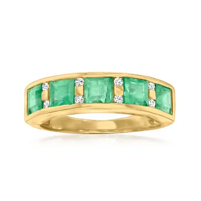 Ross-simons Emerald Ring With . Diamonds In 14kt Yellow Gold