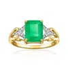 Ross-simons Emerald Ring With Diamonds In 14kt Yellow Gold In Green